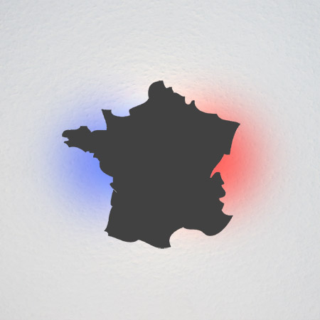 Der geografische Umriss von Frankreich.